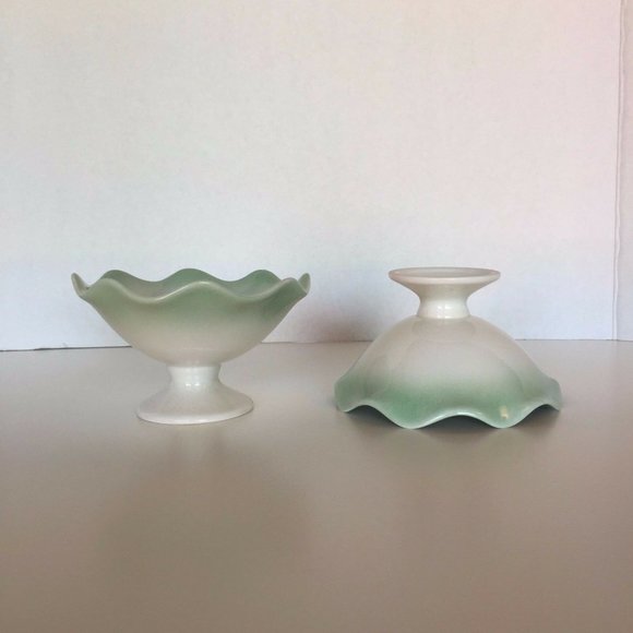Tachikichi Vintage Pedestal Desert Candy Dish Ice Cream Bowl Set of 2 - Picture 9 of 12